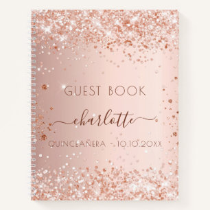 Livre d'hôte Quinceanera rose or rousse