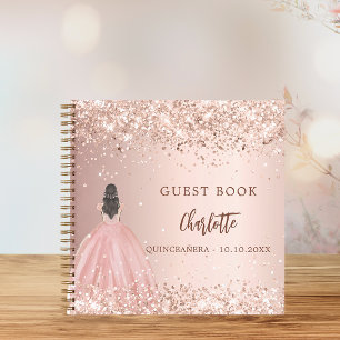 Livre d'hôte Quinceanera rose robe d'or parties sc