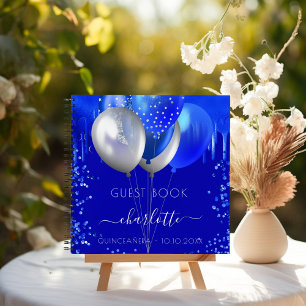 Livre d'hôte Quinceanera royal blue drips ballons
