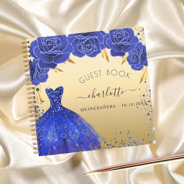 Livre d'hôte Robe royale d'or bleu Quinceanera (Créateur téléchargé)