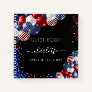 Livre d'hôte Sweet 16 patriotique rouge blanc bleu