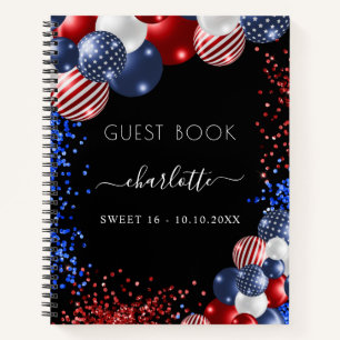 Livre d'hôte Sweet 16 patriotique rouge blanc bleu