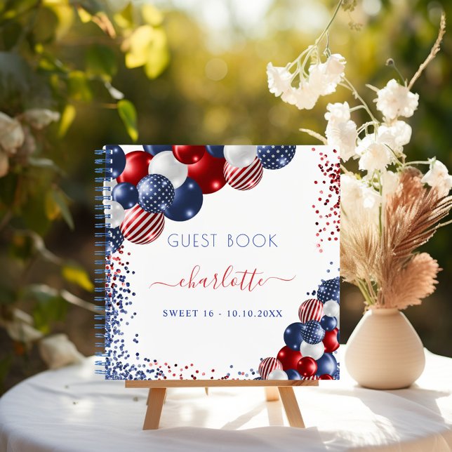 Livre d'hôte Sweet 16 patriotique rouge blanc bleu (Créateur téléchargé)