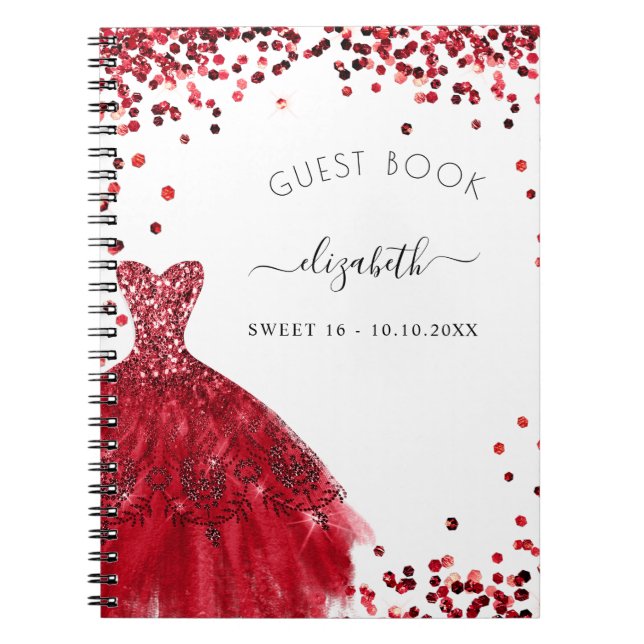 Livre d'hôte Sweet 16 robe rouge noire parties sci (Devant)