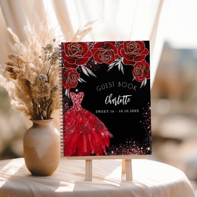 Livre d'hôte Sweet 16 rouge noir robe de parties s (Créateur téléchargé)