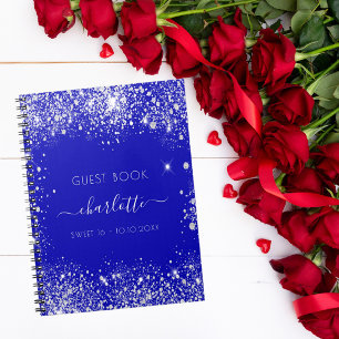 Livre d'hôte Sweet 16 royal bleu argent parties sc