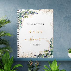 Livre d'hôtes baby shower eucalyptus verdure