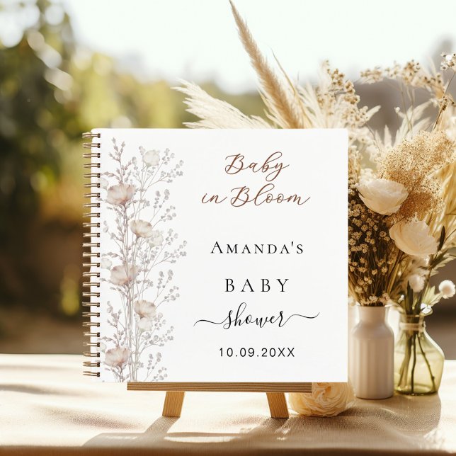 Livre d'hôtes Baby shower fleur sauvage fleur beig (Créateur téléchargé)