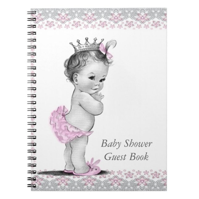 Livre d'hôtes Baby shower rose et gris (Devant)