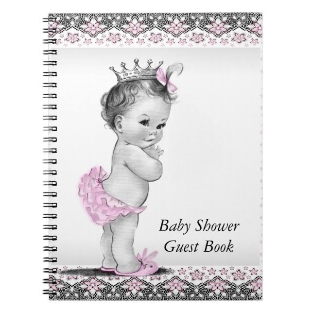 Livre d'hôtes Baby shower rose et noir (Devant)