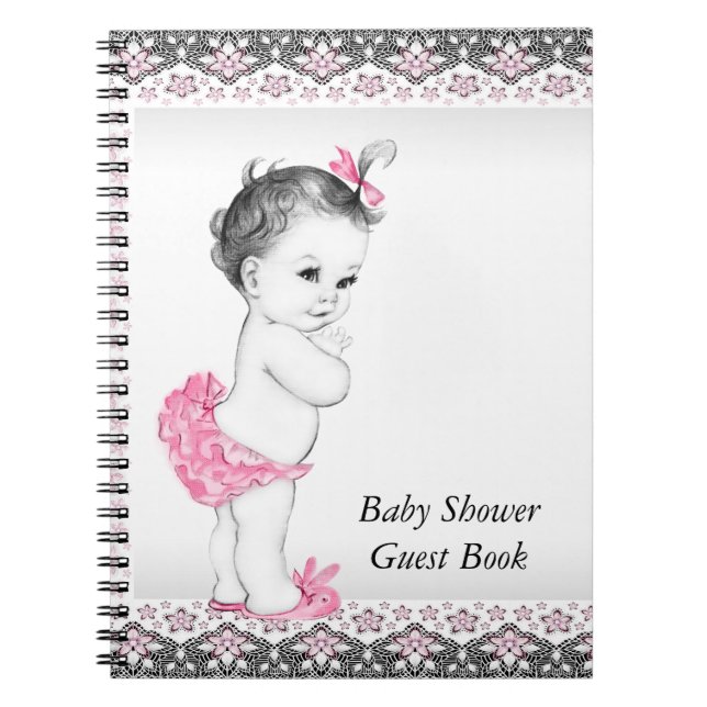 Livre d'hôtes Baby shower rose et noir (Devant)