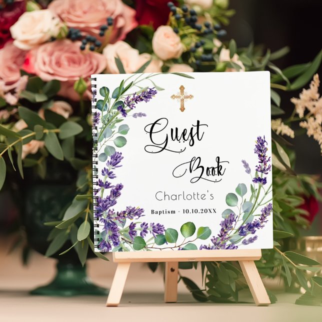 Livre d'hôtes baptême lavande eucalyptus (Créateur téléchargé)