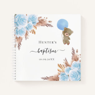 Livre d'hôtes baptism pampas herbe bleu garçon ted