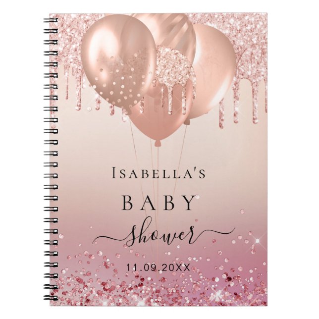 Livre d'hôtes bébé showe rose or parties scintilla (Devant)