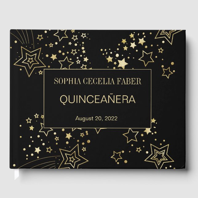 Livre d'hôtes Black and Gold Quinceanera (Recto)