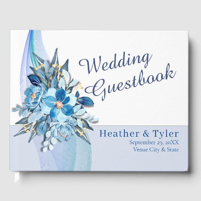 Livre d'hôtes Blue Floral Mariage (Recto)