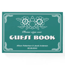 Livre d'hôtes Bluish Green & White Mariage