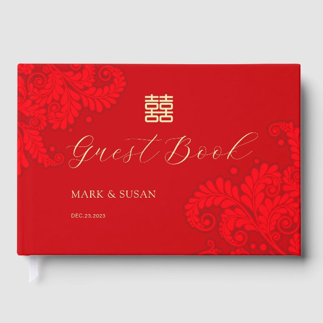 Livre d'hôtes chinois Mariage traditionnel (RED) (Recto)