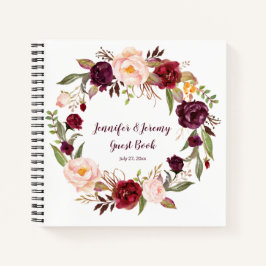 Livre d'hôtes de la couronne de fleurs roses de Ma