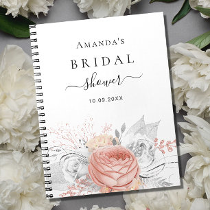 Livre d'hôtes douche nuptiale rose or floral argen