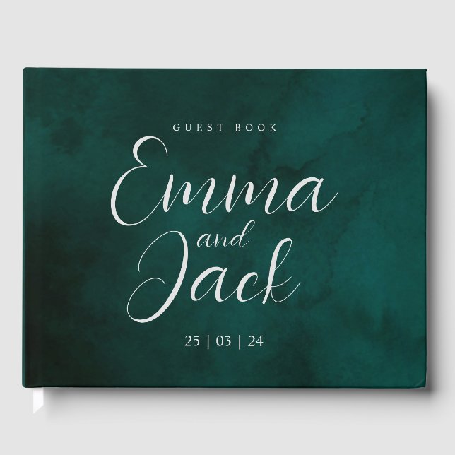 Livre d'hôtes Green Watercolor Mariage (Recto)