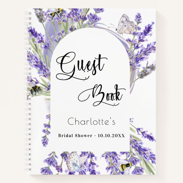 Livre d'hôtes lavande de douche nuptiale violette  (Devant)