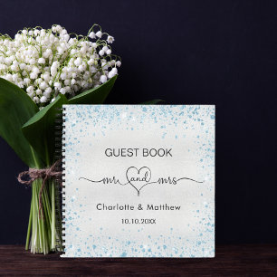 Livre d'hôtes mariage argent bleu parties scintill