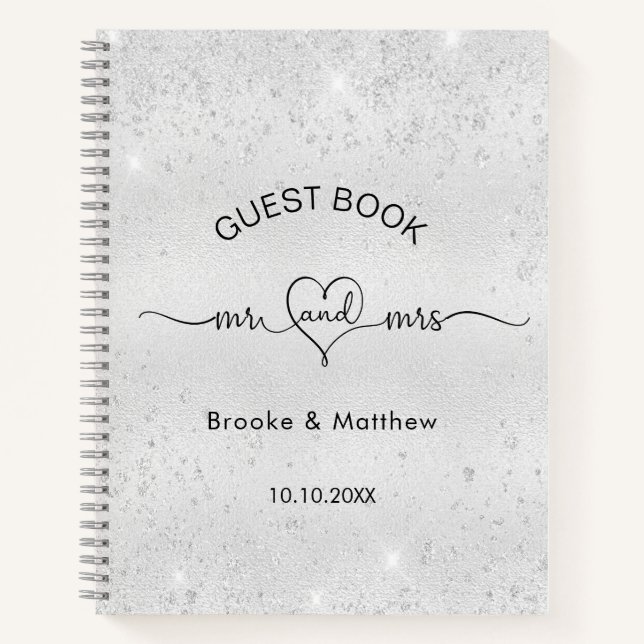 Livre d'hôtes mariage argent parties scintillant m (Devant)