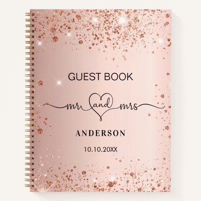 Livre d'hôtes mariage blush rose or m. mrs (Devant)
