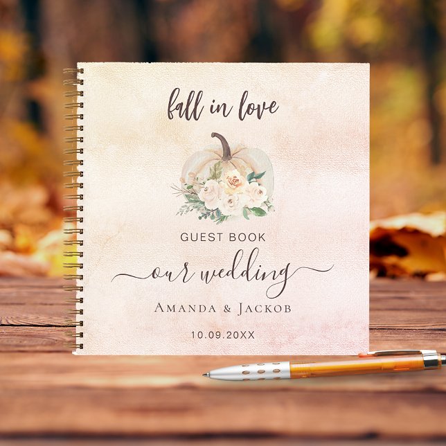 Livre d'hôtes mariage citrouille crème fleurs tomb (Créateur téléchargé)