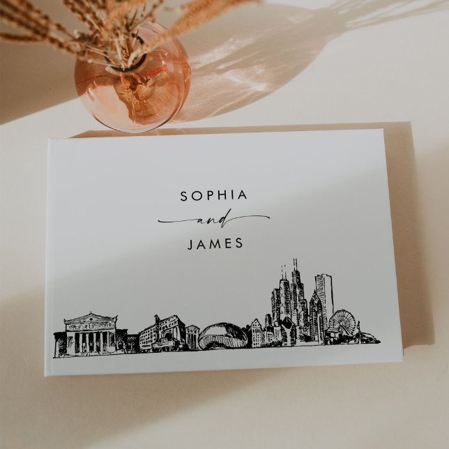 Livre d'hôtes Mariage de Chicago Skyline (Créateur téléchargé)