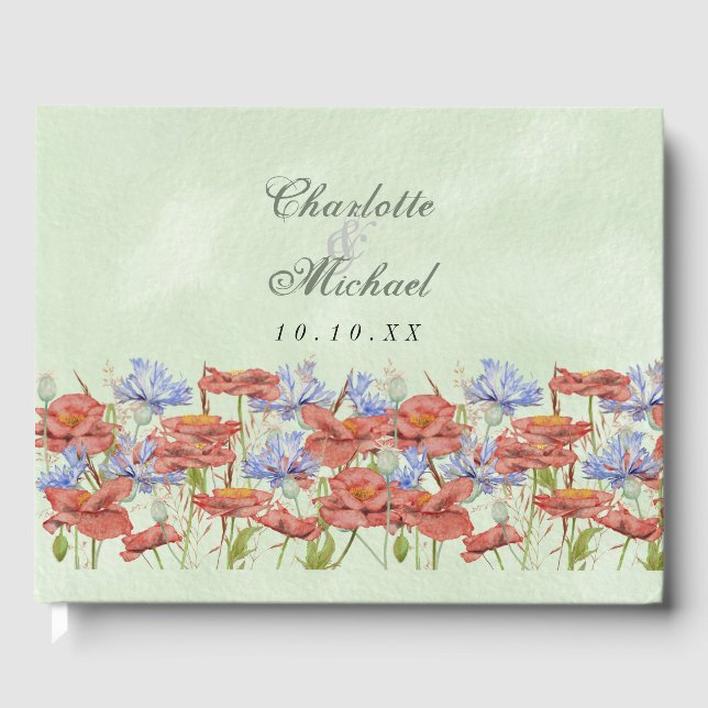 livre d'hôtes mariage de la prairie aquarelle (Recto)