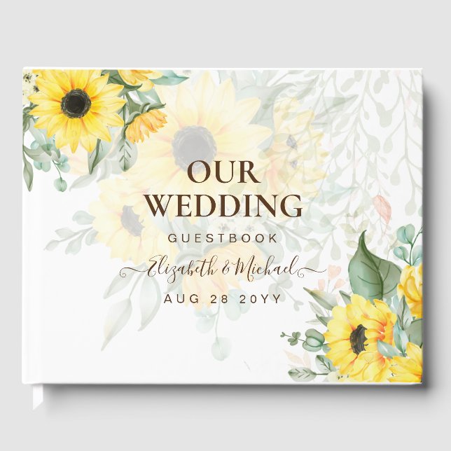 Livre d'hôtes Mariage des tournesols d'été (Recto)