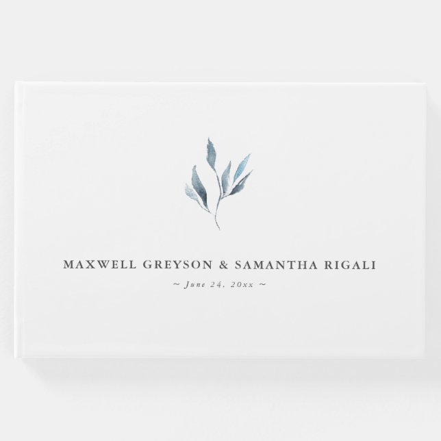 Livre d'hôtes mariage Dusty Blue Botanical (Devant)