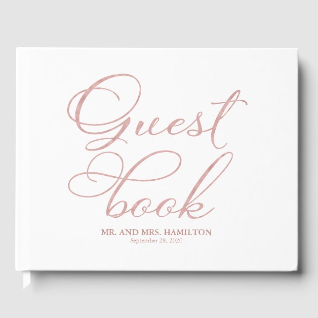 Livre d'hôtes mariage Elégant Rose Gold Calligraph (Recto)