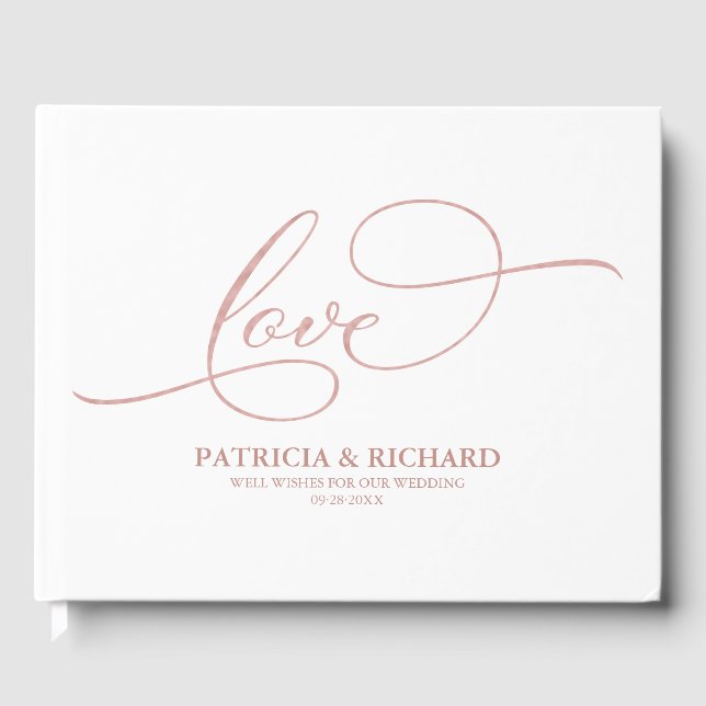 Livre d'hôtes mariage Elegant Rose Gold Foil (Recto)