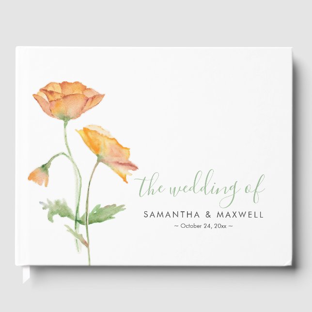 Livre d'hôtes mariage Elégante aquarelle florale (Recto)