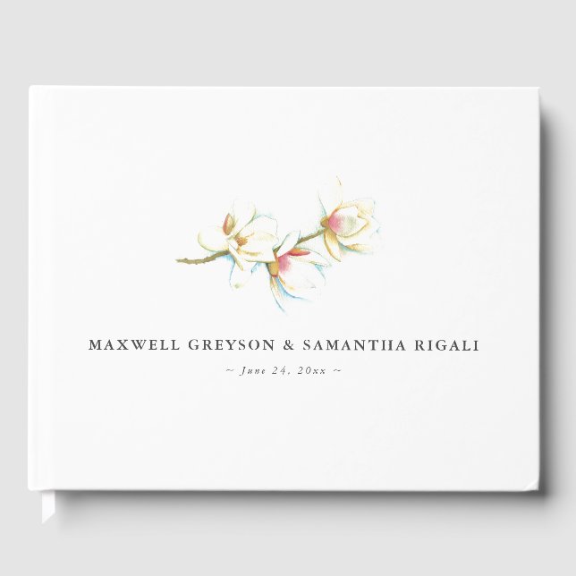 Livre d'hôtes mariage Fleurs de Magnolia Blanches (Recto)