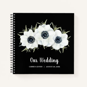 Livre d'hôtes Mariage Floral noir et blanc