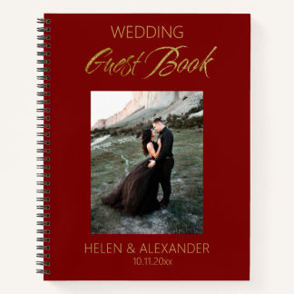Livre d'hôtes Mariage moderne rouge foncé