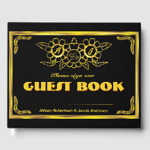 Livre d'hôtes Mariage noir et or