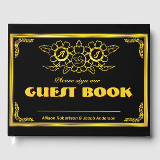 Livre d'hôtes Mariage noir et or