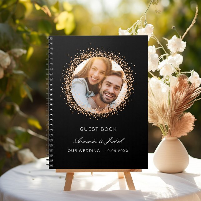 Livre d'hôtes mariage noir rose or photo budget (Créateur téléchargé)