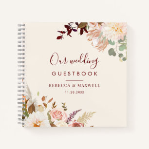 Livre d'hôtes Mariage rose Floral Bourgogne