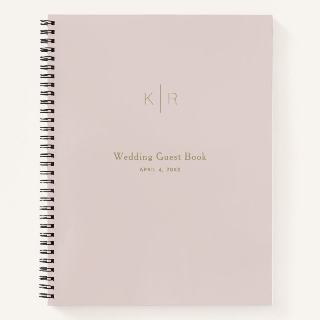Livre d'hôtes Mariage rose rose simple et moderne (Devant)