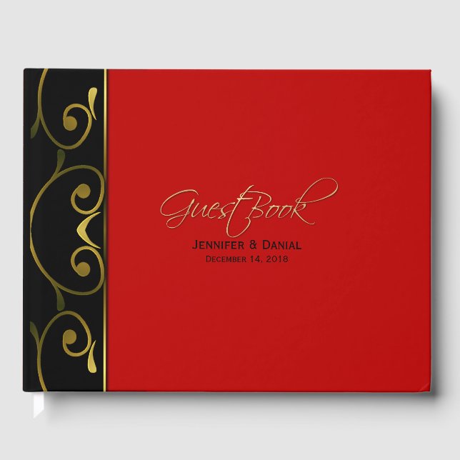 Livre d'hôtes Mariage rouge et noir (Recto)