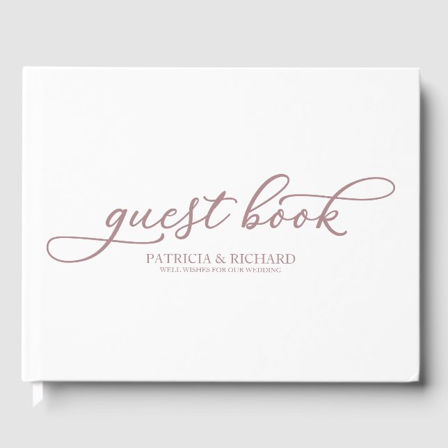 Livre d'hôtes mariage Simple Chic Rose Gold Script (Recto)