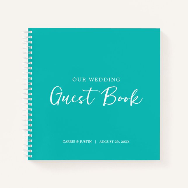 Livre d'hôtes Mariage Turquoise moderne (Devant)