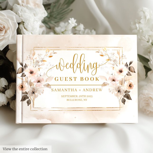 Livre d'hôtes Neutral et Gold Boho Automne Mariage (Neutral and Gold Boho Autumn Wedding Guest Book)