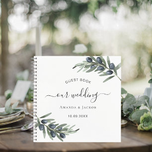 Livre d'hôtes olivier feuille verdure mariage blan